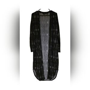 G by Giuliana Open Cardigan With  Pockets Black/Grey Oversized